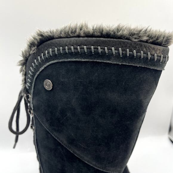 North Face Janey Black Suede Waterproof Women Snow Winter Boots Primaloft 7.5 - Picture 3 of 9